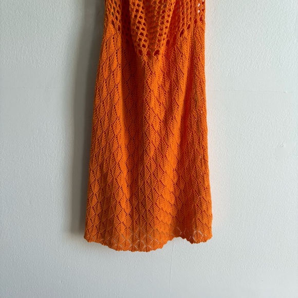 Gimaguas Sz S Pachanka Crochet Orange Resort Beach Halter Mini Dress - Picture 4 of 8
